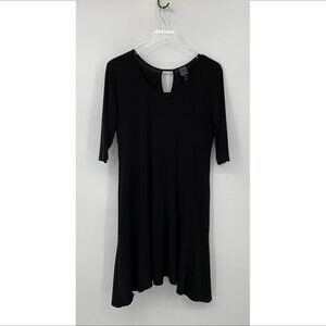 Clara Sun Woo jersey knit black dress shift keyhole bias travel stretch USA M
